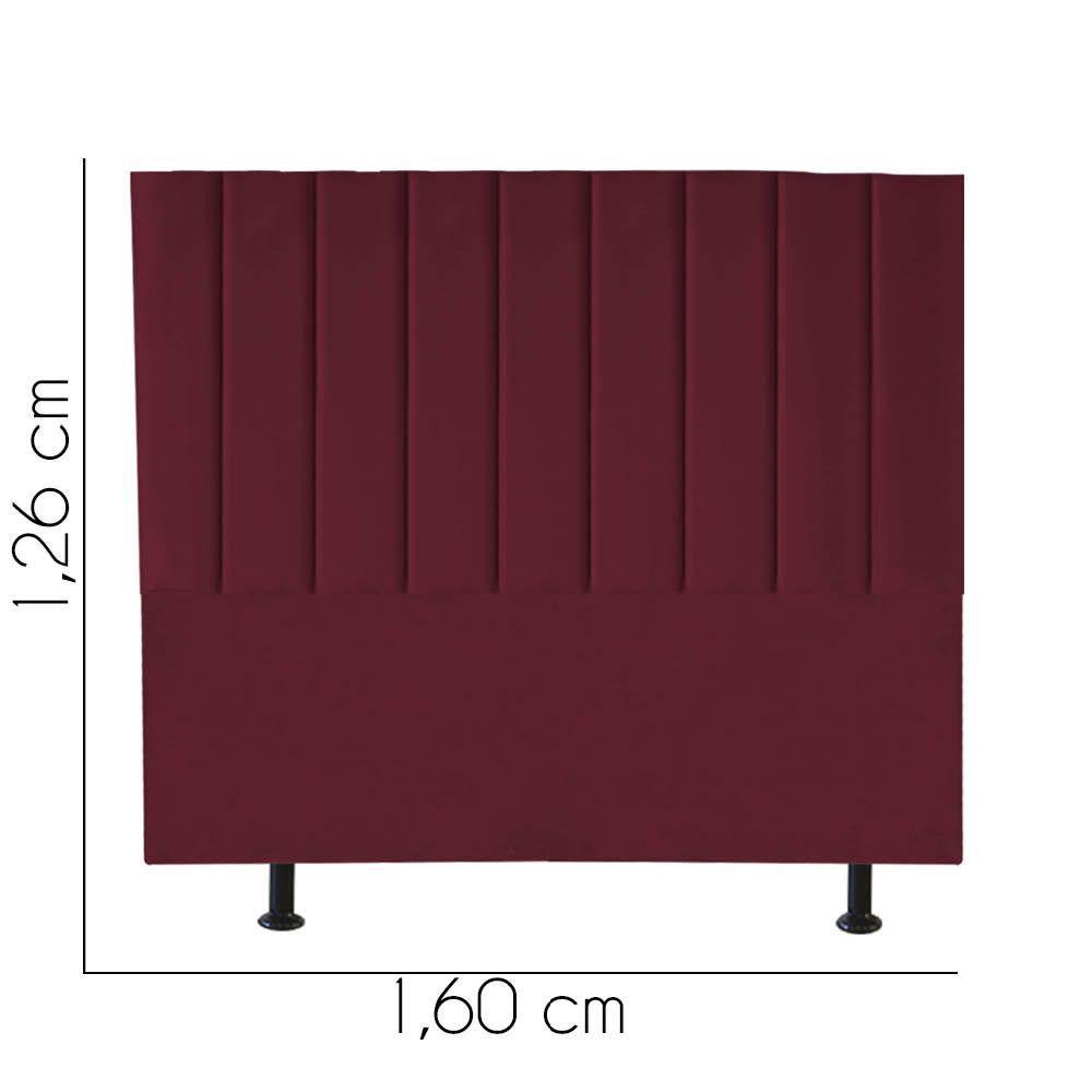 Cabeceira Estofada Carla 160cm Queen Size Para Cama Colchão Box Quarto Suede Bordô - Aurora Line - 3