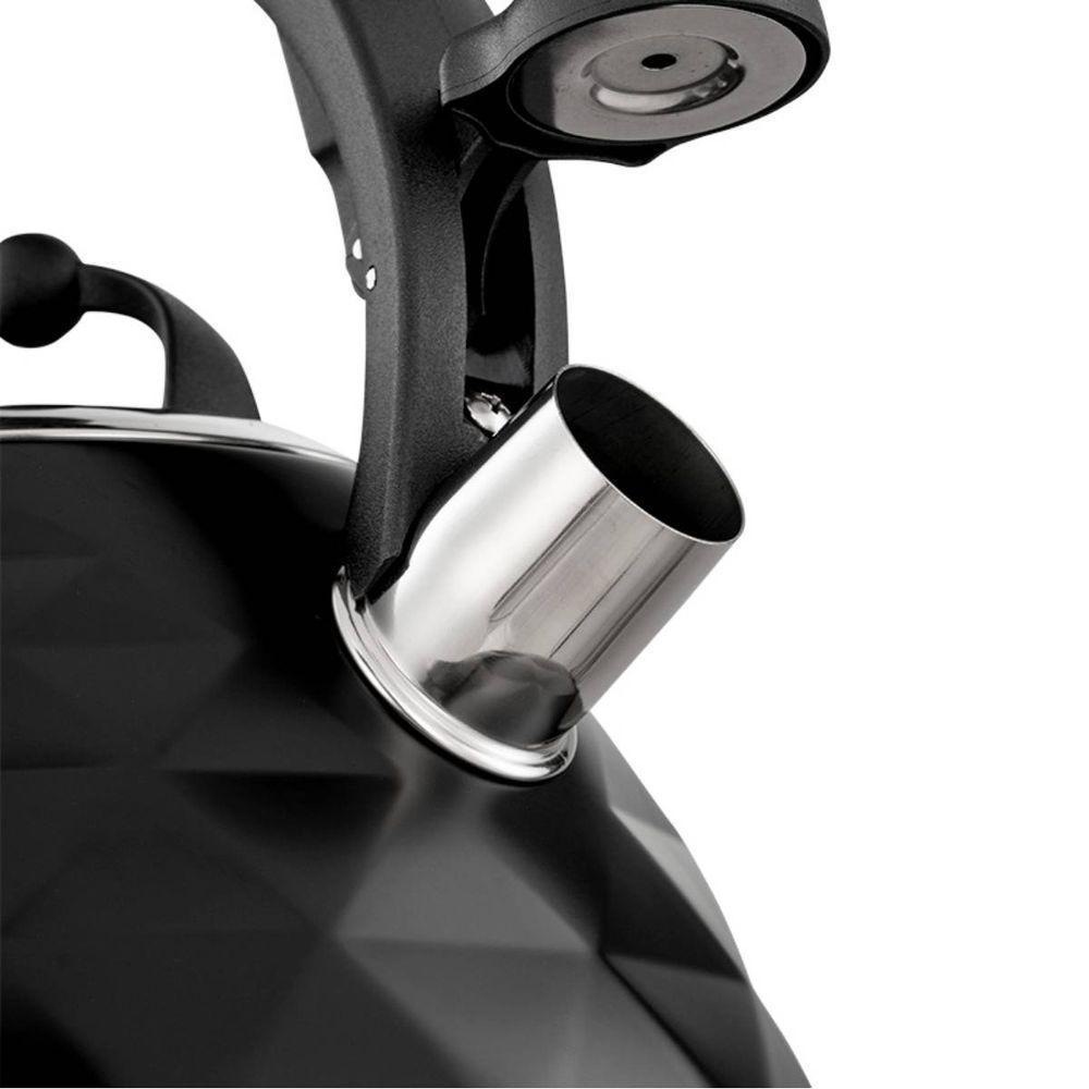 Chaleira De Inox Com Apito Brinox 3 L Black Diamond Com Indução Preto Fosco Preto - 3