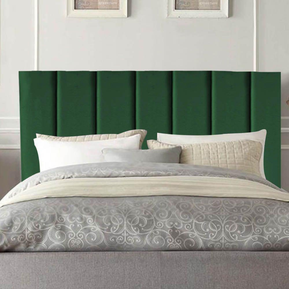 Cabeceira Estofada Carla 195cm King Size Para Cama Colchão Box Quarto Suede Verde - Aurora Line - 1