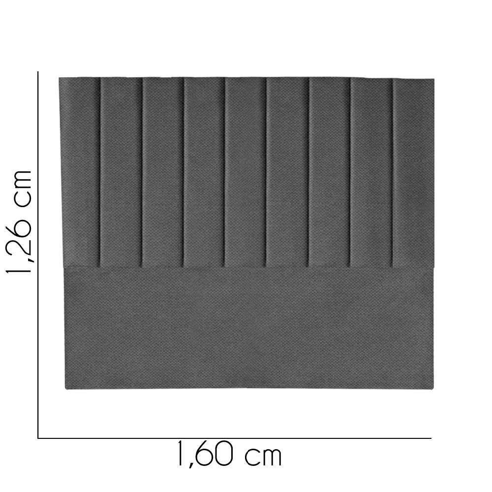 Cabeceira Carla Pé Plástico 160cm Queen Size Para Cama Colchão Box Quarto Linho Cinza - Aurora Line - 3