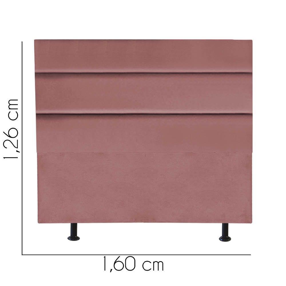 Cabeceira Estofada Argentina 160cm Queen Size Para Cama Colchão Box Quarto Suede Rose Gold - Aurora Line - 3