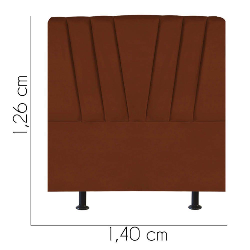 Cabeceira Estofada Bélgica 140cm Casal Para Cama Colchão Box Quarto Suede Terracota Telha - Aurora Line - 3