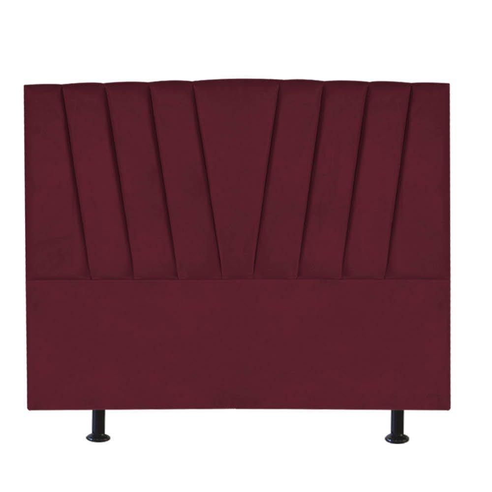 Cabeceira Estofada Bélgica 195cm King Size Para Cama Colchão Box Quarto Suede Bordô - Aurora Line - 2