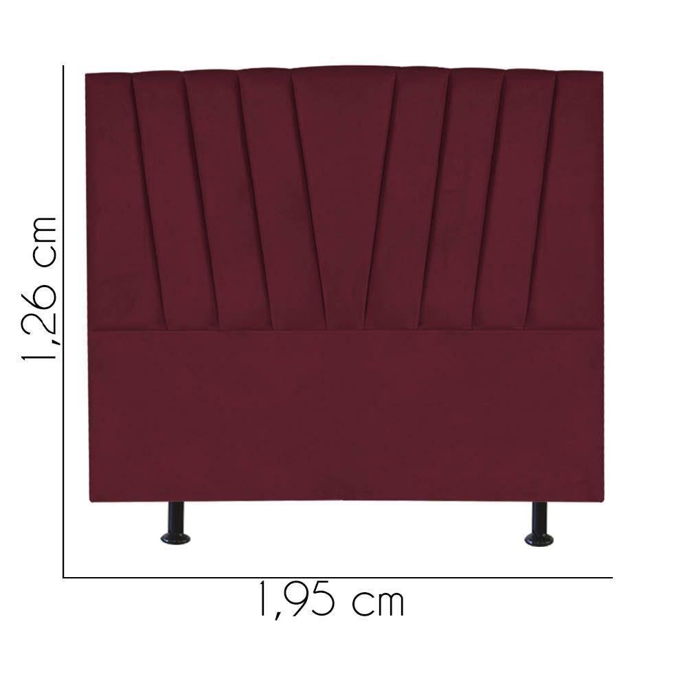 Cabeceira Estofada Bélgica 195cm King Size Para Cama Colchão Box Quarto Suede Bordô - Aurora Line - 3