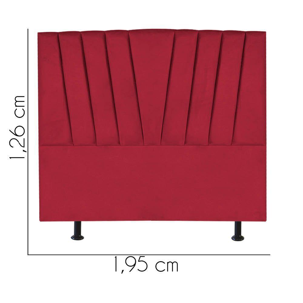 Cabeceira Estofada Bélgica 195cm King Size Para Cama Colchão Box Quarto Suede Vermelho - Aurora Line - 3