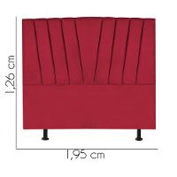 Cabeceira Estofada Bélgica 195cm King Size Para Cama Colchão Box Quarto Suede Vermelho - Aurora Line - 3