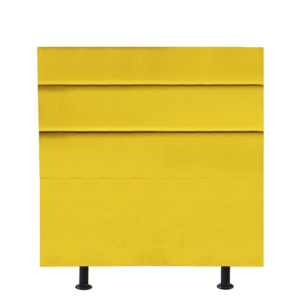 Cabeceira Estofada Argentina 100cm Solteiro Para Cama Colchão Box Quarto Corino Amarelo - Aurora Line - 1