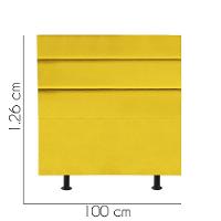 Cabeceira Estofada Argentina 100cm Solteiro Para Cama Colchão Box Quarto Corino Amarelo - Aurora Line - 2