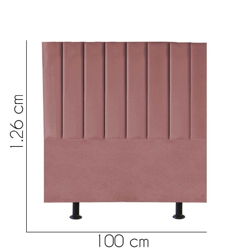 Cabeceira Estofada Carla 100cm Solteiro Para Cama Colchão Box Quarto Suede Rose Gold - Aurora Line - 2