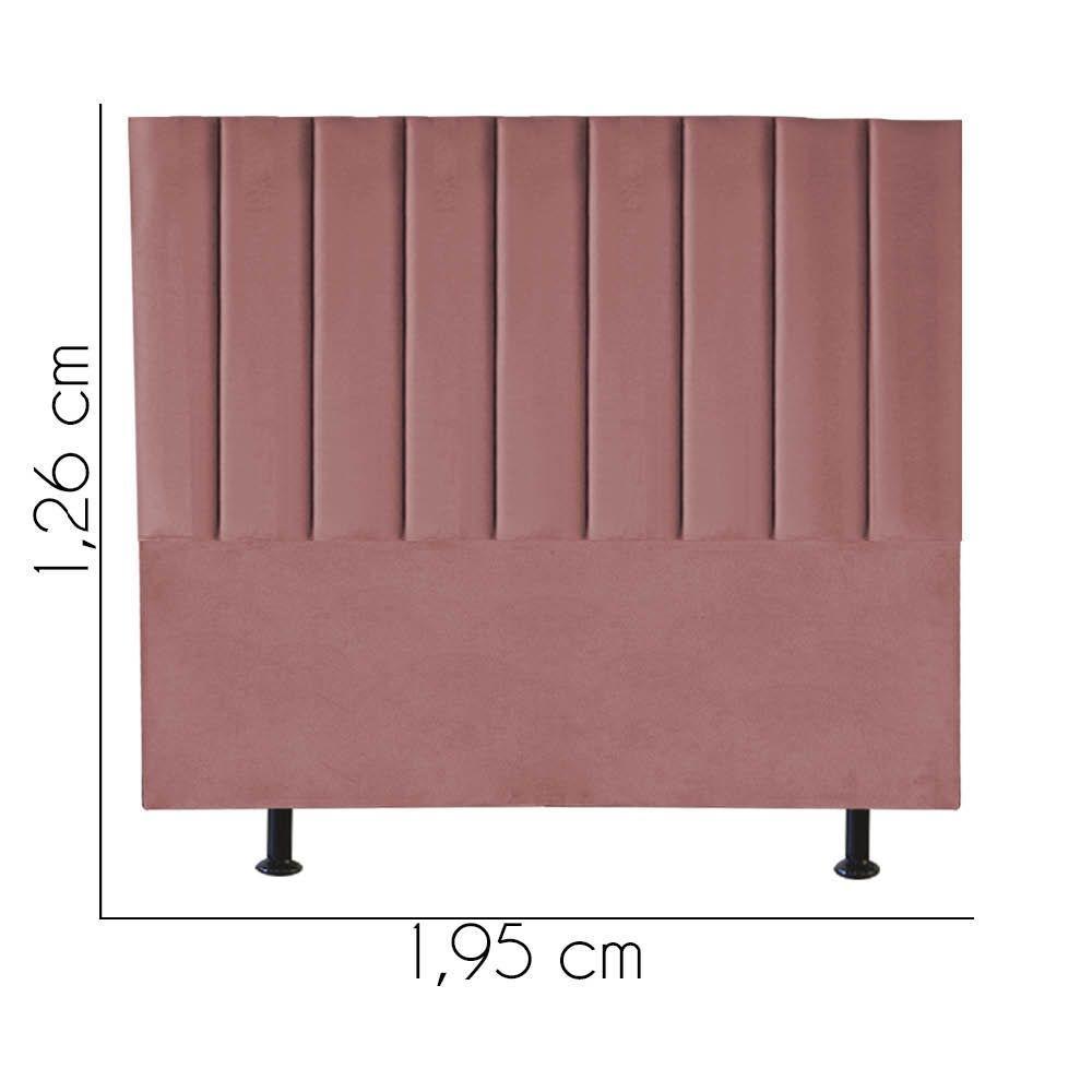Cabeceira Estofada Carla 195cm King Size Para Cama Colchão Box Quarto Suede Rose Gold - Aurora Line - 3