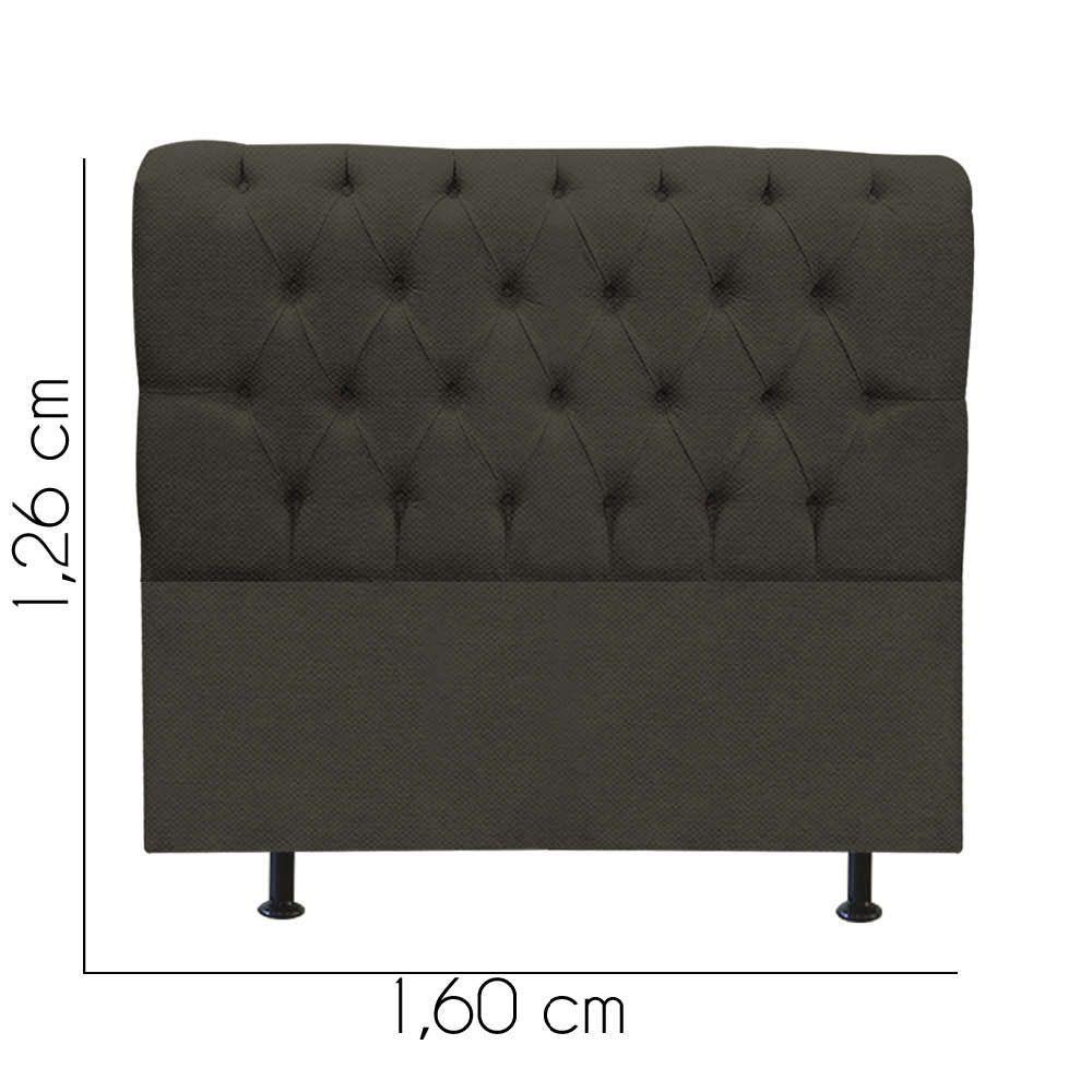 Cabeceira Estofada Paris 160cm Queen Size Para Cama Colchão Box Quarto Linho Marrom - Aurora Line - 3