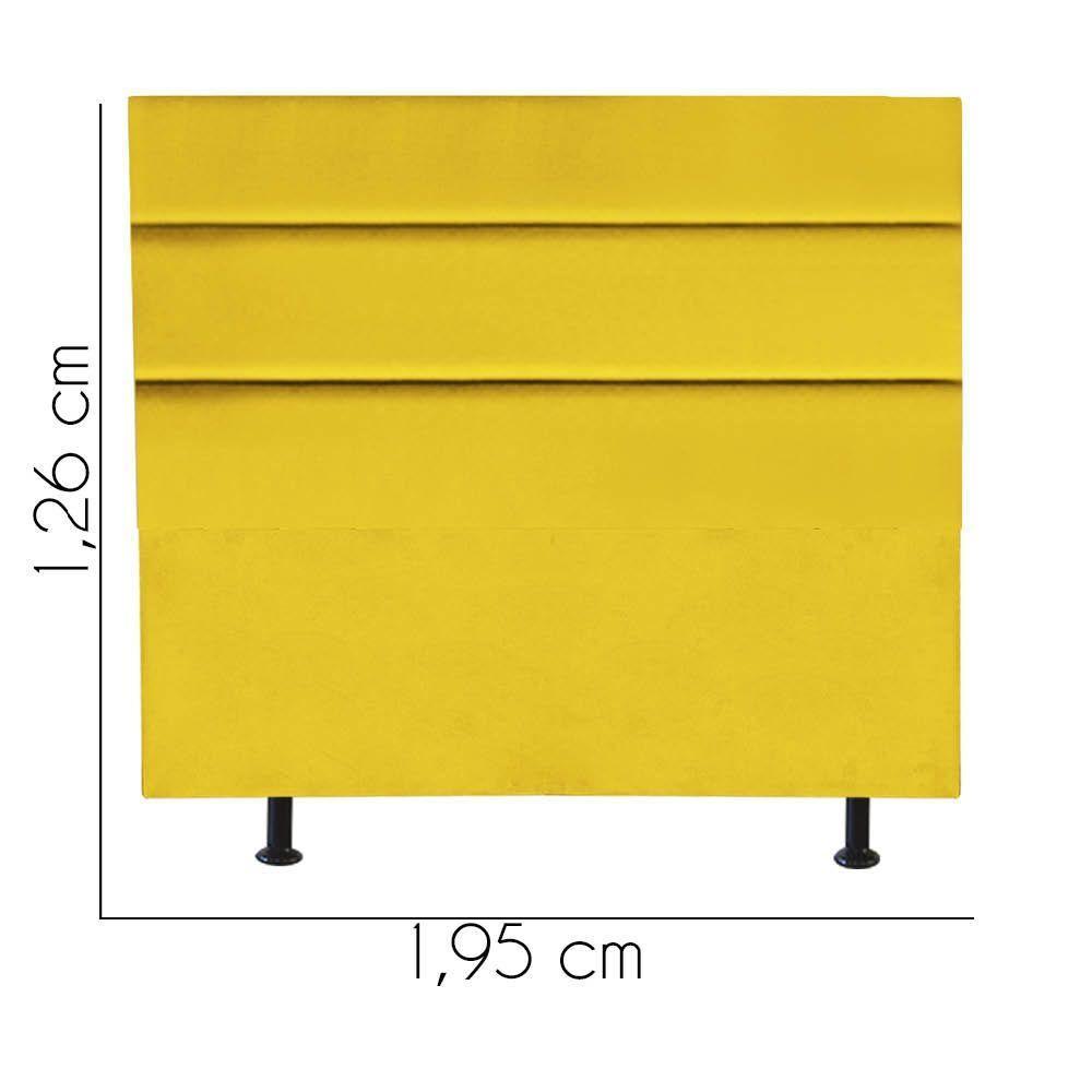 Cabeceira Estofada Argentina 195cm King Size Para Cama Colchão Box Quarto Suede Amarelo - Aurora Line - 3