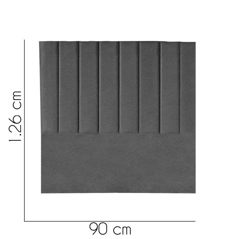 Cabeceira Carla Pé Plástico 90cm Solteiro Para Cama Colchão Box Quarto Linho Cinza - Aurora Line - 3