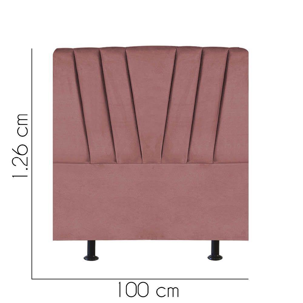 Cabeceira Estofada Bélgica 100cm Solteiro Para Cama Colchão Box Quarto Suede Rose Gold - Aurora Line - 2