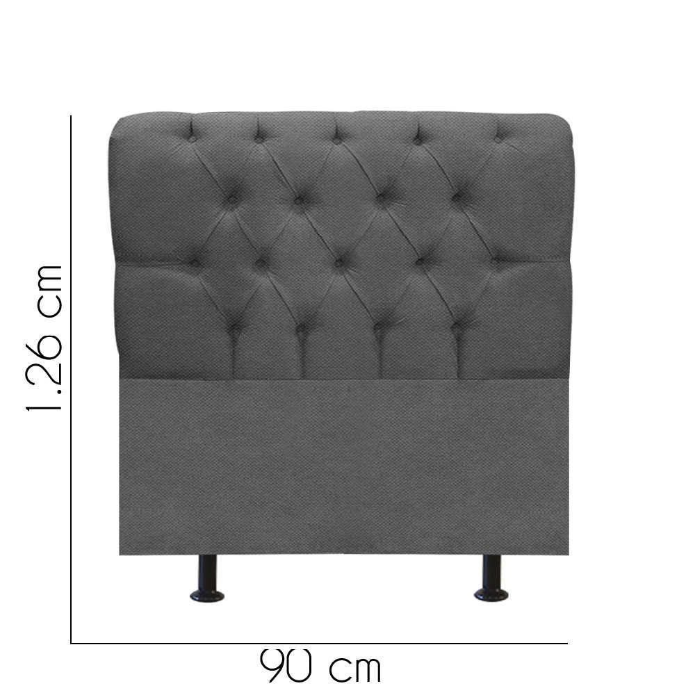 Cabeceira Estofada Paris 90cm Solteiro Para Cama Colchão Box Quarto Linho Cinza - Aurora Line - 3