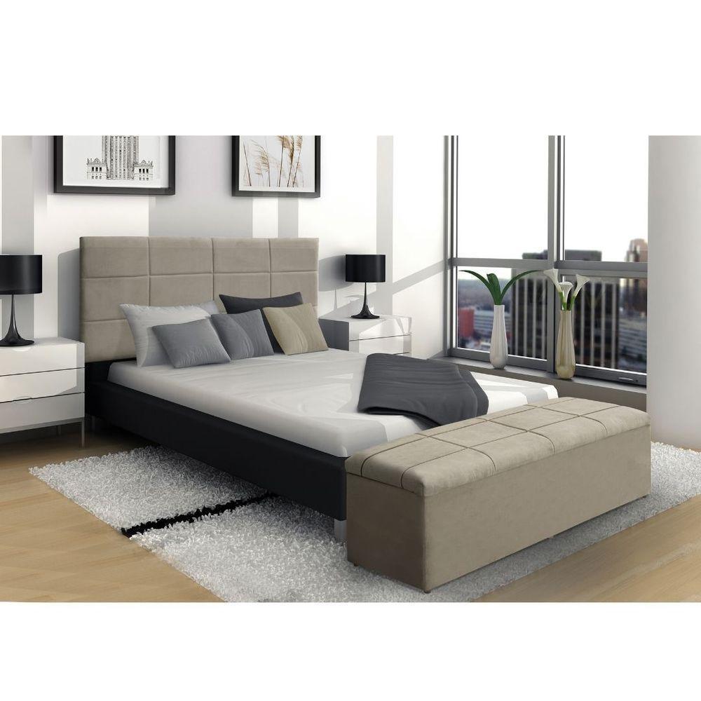 Calçadeira Recamier Com Baú Sapateira 1,20m Viúva Solteirão Suede Bege - Aurora Line - 3