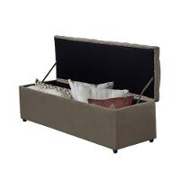 Calçadeira Recamier Com Baú Sapateira 1,20m Viúva Solteirão Suede Bege - Aurora Line - 2