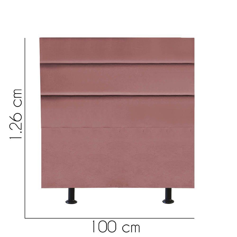 Cabeceira Estofada Argentina 100cm Solteiro Para Cama Colchão Box Quarto Suede Rose Gold - Aurora Line - 2