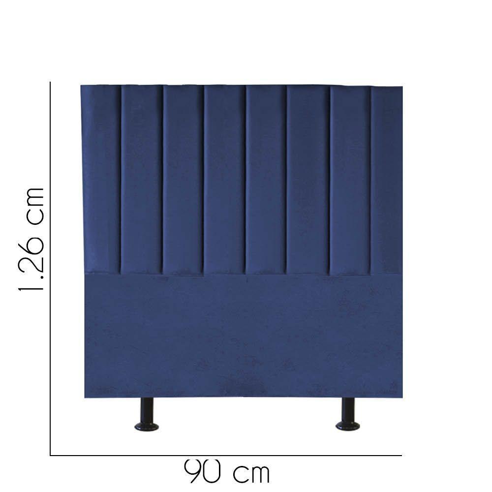 Cabeceira Estofada Carla 90cm Solteiro Para Cama Colchão Box Quarto Suede Azul Marinho - Aurora Line - 2