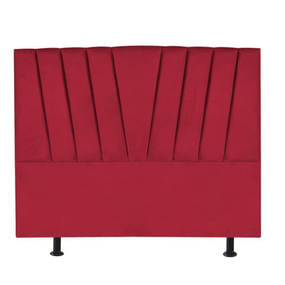 Cabeceira Estofada Bélgica 140cm Casal Para Cama Colchão Box Quarto Corino Vermelho - Aurora Line - 2