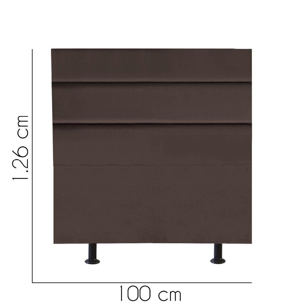 Cabeceira Estofada Argentina 100cm Solteiro Para Cama Colchão Box Quarto Corino Marrom - Aurora Line - 2