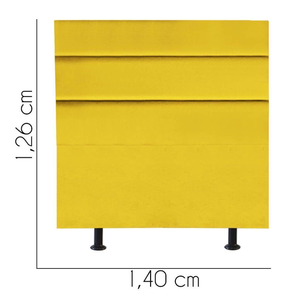 Cabeceira Estofada Argentina 140cm Casal Para Cama Colchão Box Quarto Corino Amarelo - Aurora Line - 3