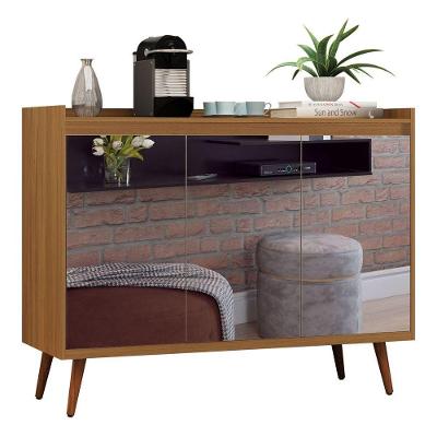 Balcao Buffet Retrô Com Espelho Delta 3 Portas Freijó - Moveisaqui