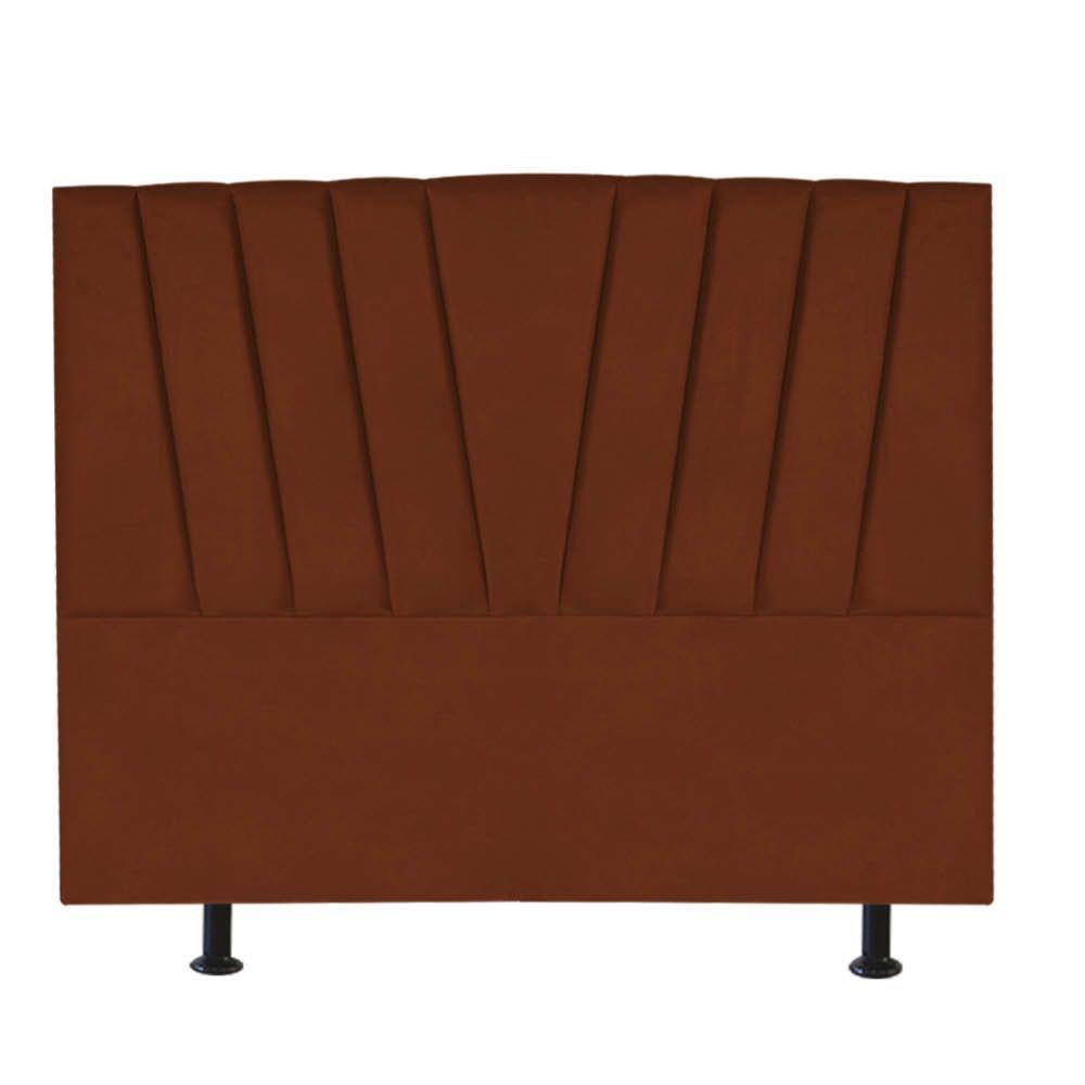 Cabeceira Estofada Bélgica 195cm King Size Para Cama Colchão Box Quarto Suede Terracota Telha - Aurora Line - 2