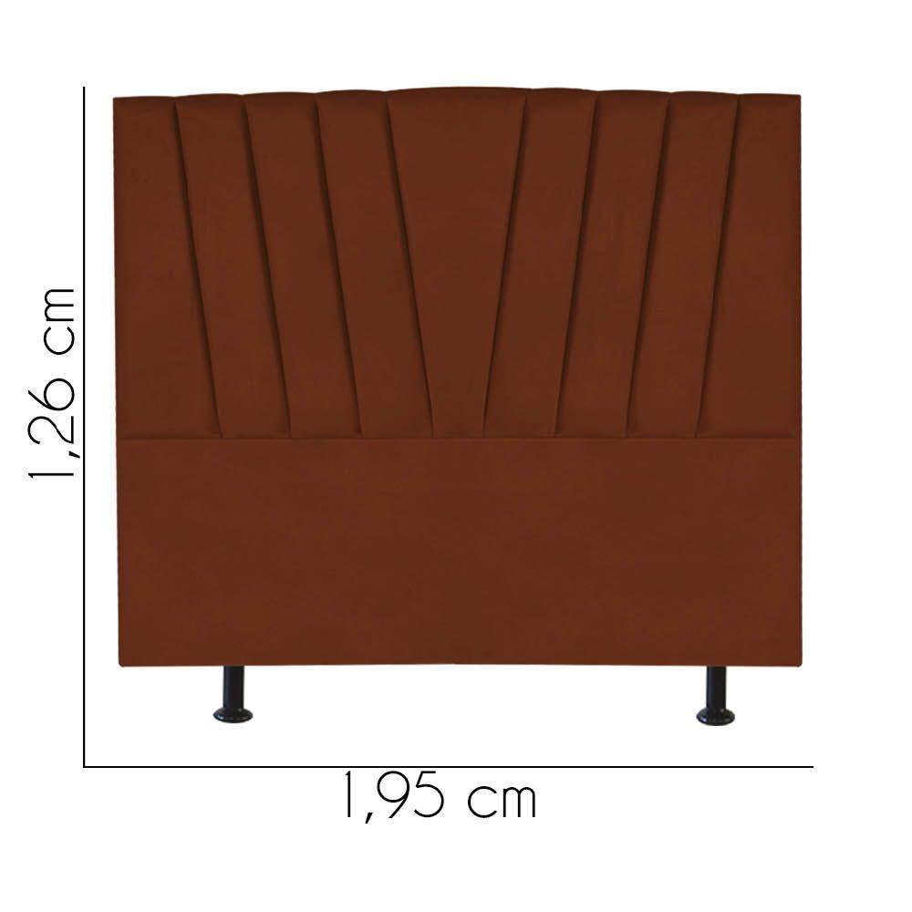 Cabeceira Estofada Bélgica 195cm King Size Para Cama Colchão Box Quarto Suede Terracota Telha - Aurora Line - 3