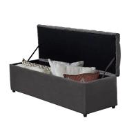 Calçadeira Recamier Com Baú Sapateira Dubai 1 Metro Solteiro Quarto Suede Cinza - Aurora Line - 3