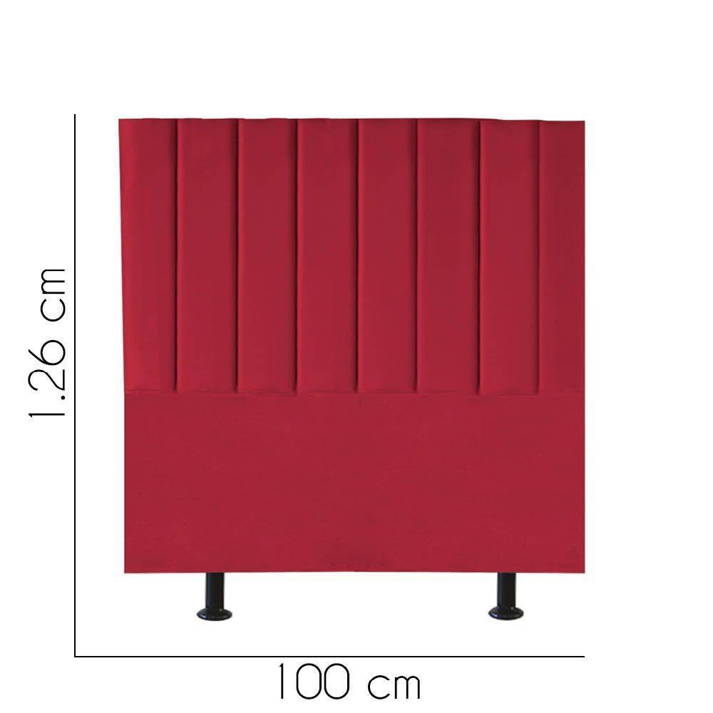 Cabeceira Estofada Carla 100cm Solteiro Para Cama Colchão Box Quarto Corino Vermelho - Aurora Line - 2