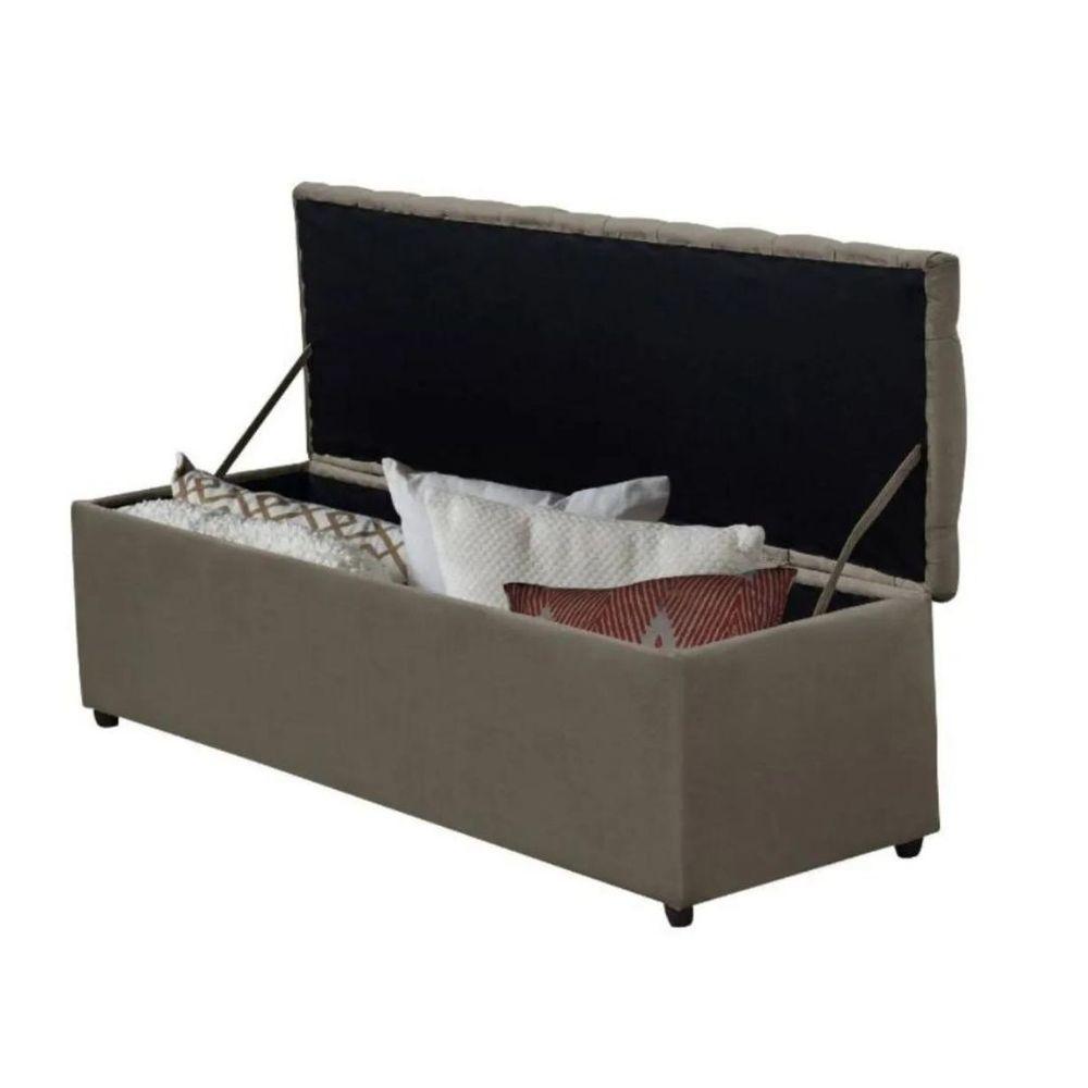 Calçadeira Recamier Com Baú Sapateira Dubai 1,38 M Casal Quarto Suede Cinza - Aurora Line - 3