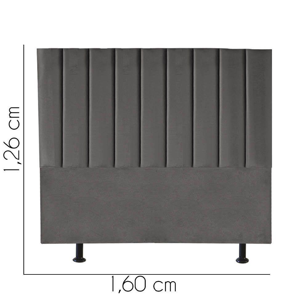 Cabeceira Estofada Carla 160cm Queen Size Para Cama Colchão Box Quarto Suede Cinza Escuro Grafite - Aurora Line - 3