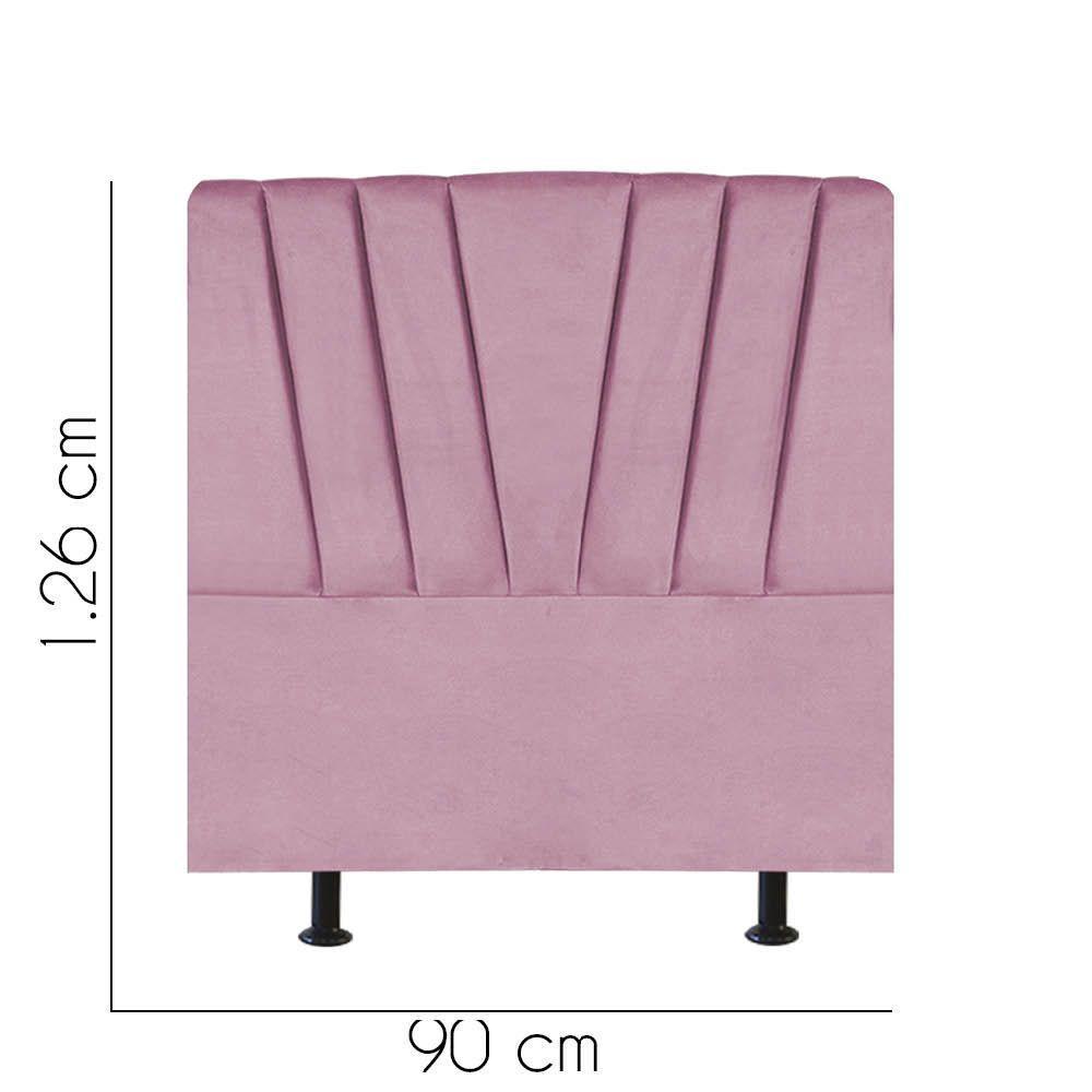 Cabeceira Estofada Bélgica 90cm Solteiro Para Cama Colchão Box Quarto Suede Rosa Bebê - Aurora Line - 2