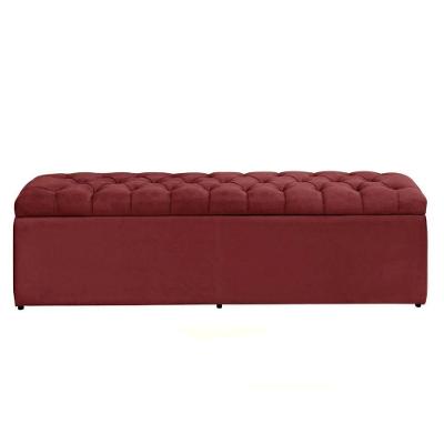 Calçadeira Recamier Com Baú Sapateira Dubai 1,38 M Casal Quarto Suede Vermelho - Aurora Line
