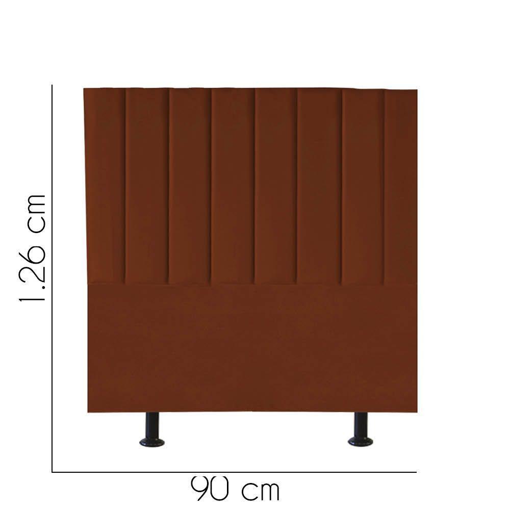 Cabeceira Estofada Carla 90cm Solteiro Para Cama Colchão Box Quarto Suede Terracota Telha - Aurora Line - 2