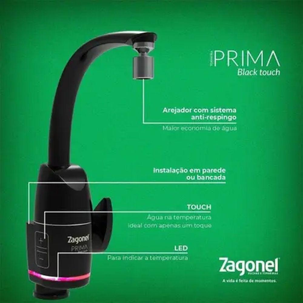 Torneira Zagonel Prima Eletronica 5500 W - 220v Preta - 2
