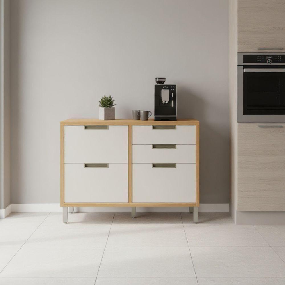 Balcão De Cozinha 1 Portas 4 Gavetas Freijó-off White Imperatriz Nesher - 1