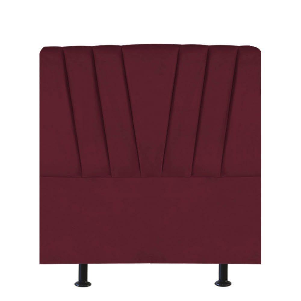 Cabeceira Estofada Bélgica 90cm Solteiro Para Cama Colchão Box Quarto Suede Bordô - Aurora Line - 1
