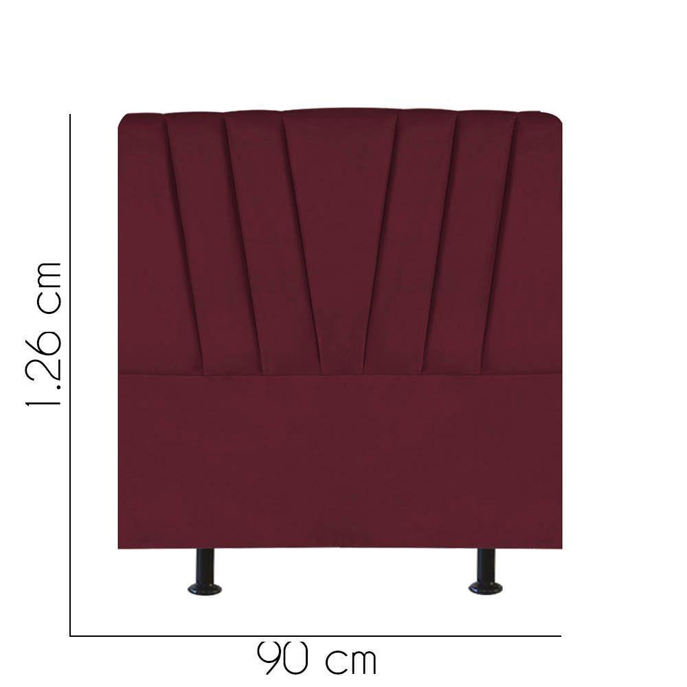 Cabeceira Estofada Bélgica 90cm Solteiro Para Cama Colchão Box Quarto Suede Bordô - Aurora Line - 2
