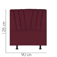 Cabeceira Estofada Bélgica 90cm Solteiro Para Cama Colchão Box Quarto Suede Bordô - Aurora Line - 2