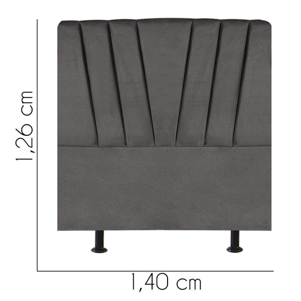 Cabeceira Estofada Bélgica 140cm Casal Para Cama Colchão Box Quarto Corino Cinza - Aurora Line - 3