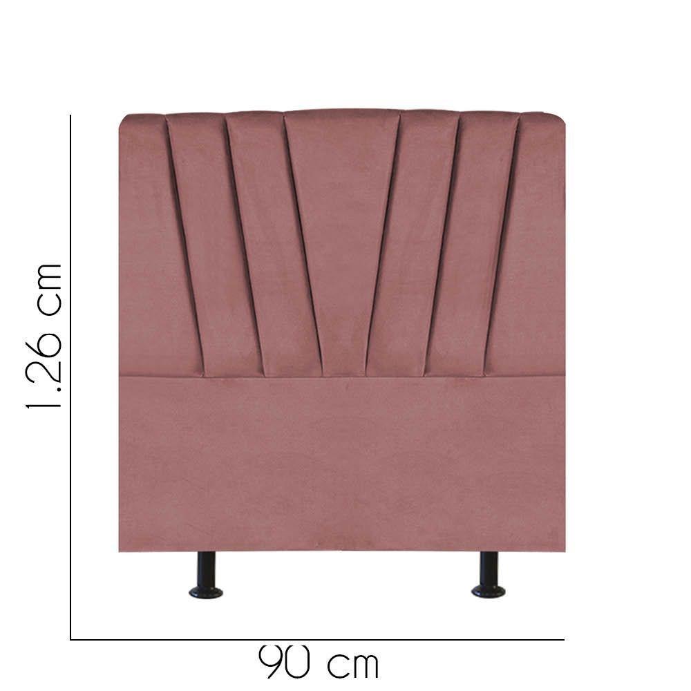 Cabeceira Estofada Bélgica 90cm Solteiro Para Cama Colchão Box Quarto Suede Rose Gold - Aurora Line - 2