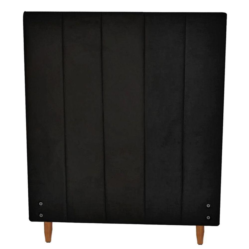 Cabeceira Vitória 100cm Para Colchão Solteiro Suede Preto - Aurora Line - 1