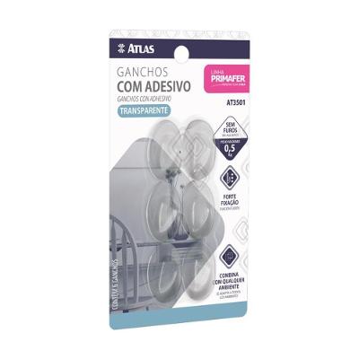 Atlas Gancho Adesivo 6pcs 0,5kg Oval Transp