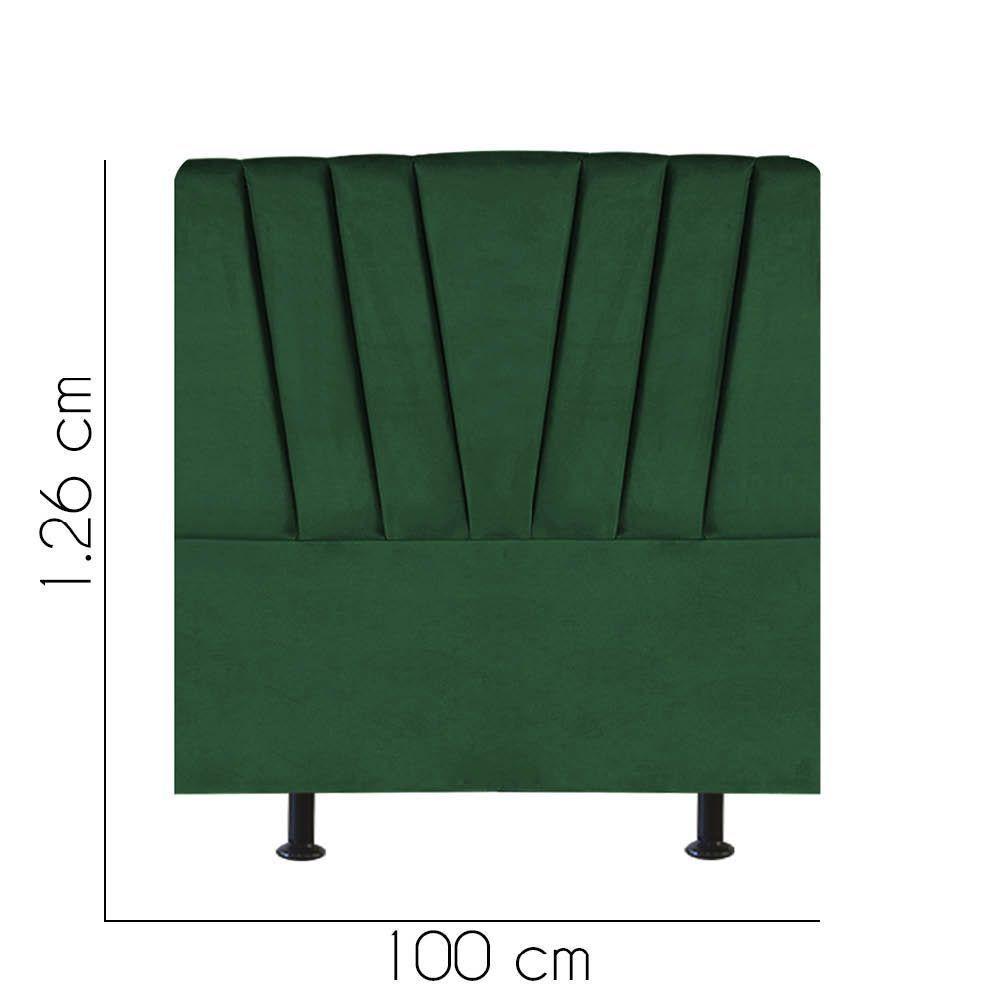 Cabeceira Estofada Bélgica 100cm Solteiro Para Cama Colchão Box Quarto Suede Verde - Aurora Line - 2