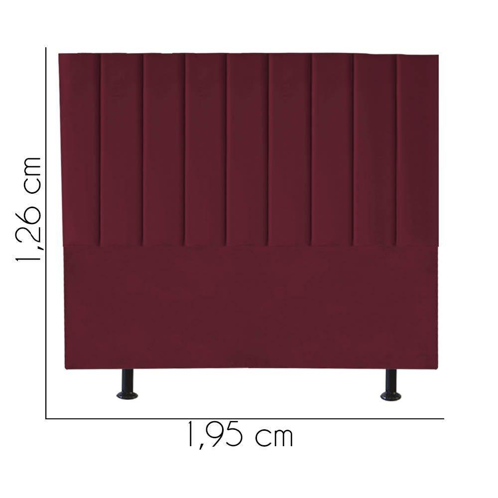 Cabeceira Estofada Carla 195cm King Size Para Cama Colchão Box Quarto Suede Bordô - Aurora Line - 3