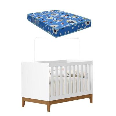 Berço Americano Flip Branco Acetinado Com Colchão Ortobom- Reller