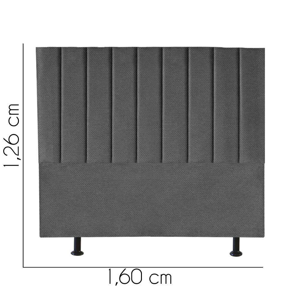 Cabeceira Estofada Carla 160cm Queen Size Para Cama Colchão Box Quarto Linho Cinza - Aurora Line - 3