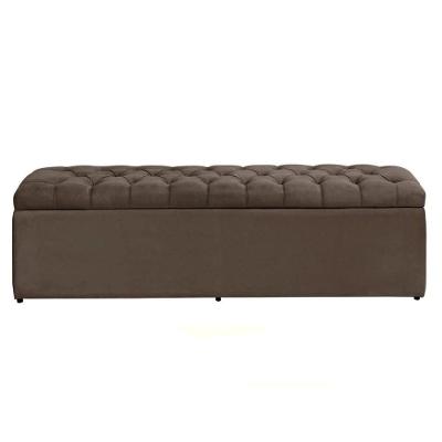 Calçadeira Recamier Com Baú Sapateira Dubai 1,28 M Viúva Solteirão Quarto Suede Marrom - Aurora Line
